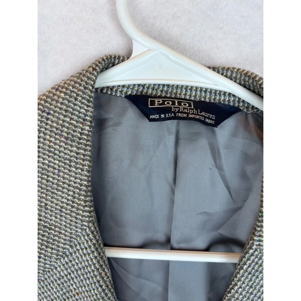 Vintage Polo Ralph Lauren 42L Tweed Houndstooth Sport Coat Blazer USA C Classic